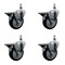 Service Caster 4 Inch Black Polyurethane 10 MM Threaded Stem Caster Set with Brake SCC-TS20S414-PPUB-BLK-PLB-M1015-4 - alternate 1